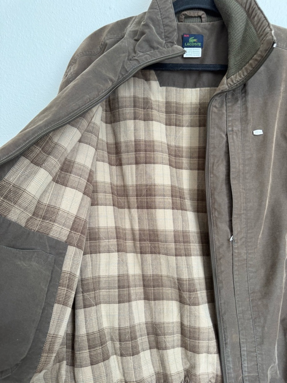 Lacoste Vintage 90s Brown Olive Zip-Up Bomber Jacket - Picture 7 of 13